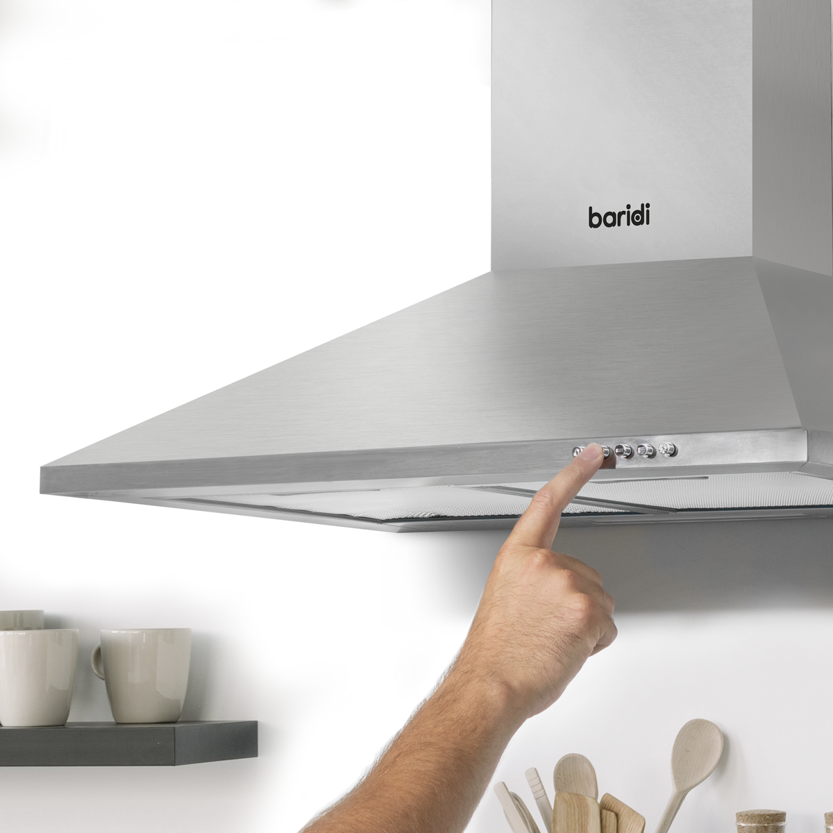 Baridi DH126 Baridi Cooker Hood with Carbon Filters 60cm - Stainless Steel