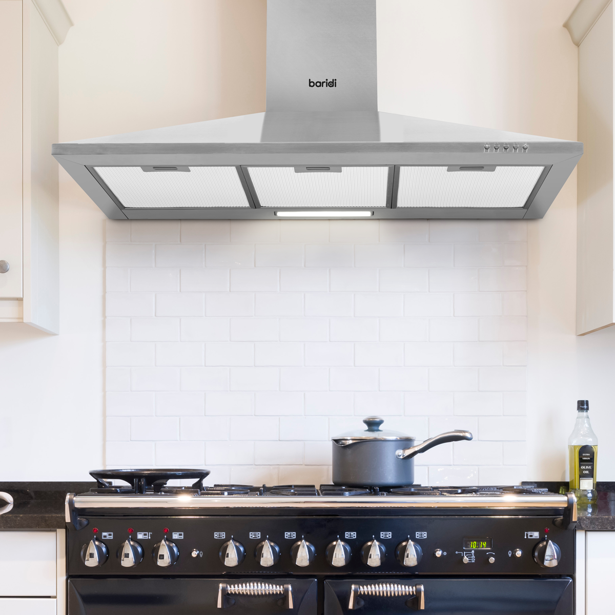 Baridi DH127 Baridi Cooker Hood with Carbon Filters 90cm - Stainless Steel