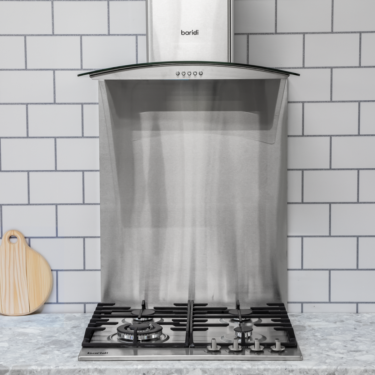 Baridi DH128 Baridi Curved Glass Cooker Hood with Carbon Filters & LED Lights 60cm - Stainless Steel