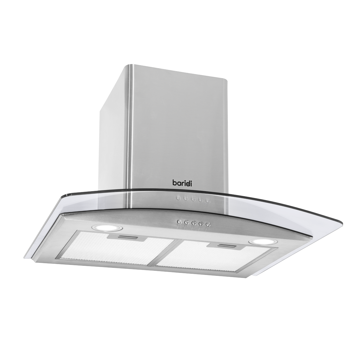 Baridi DH128 Baridi Curved Glass Cooker Hood with Carbon Filters & LED Lights 60cm - Stainless Steel