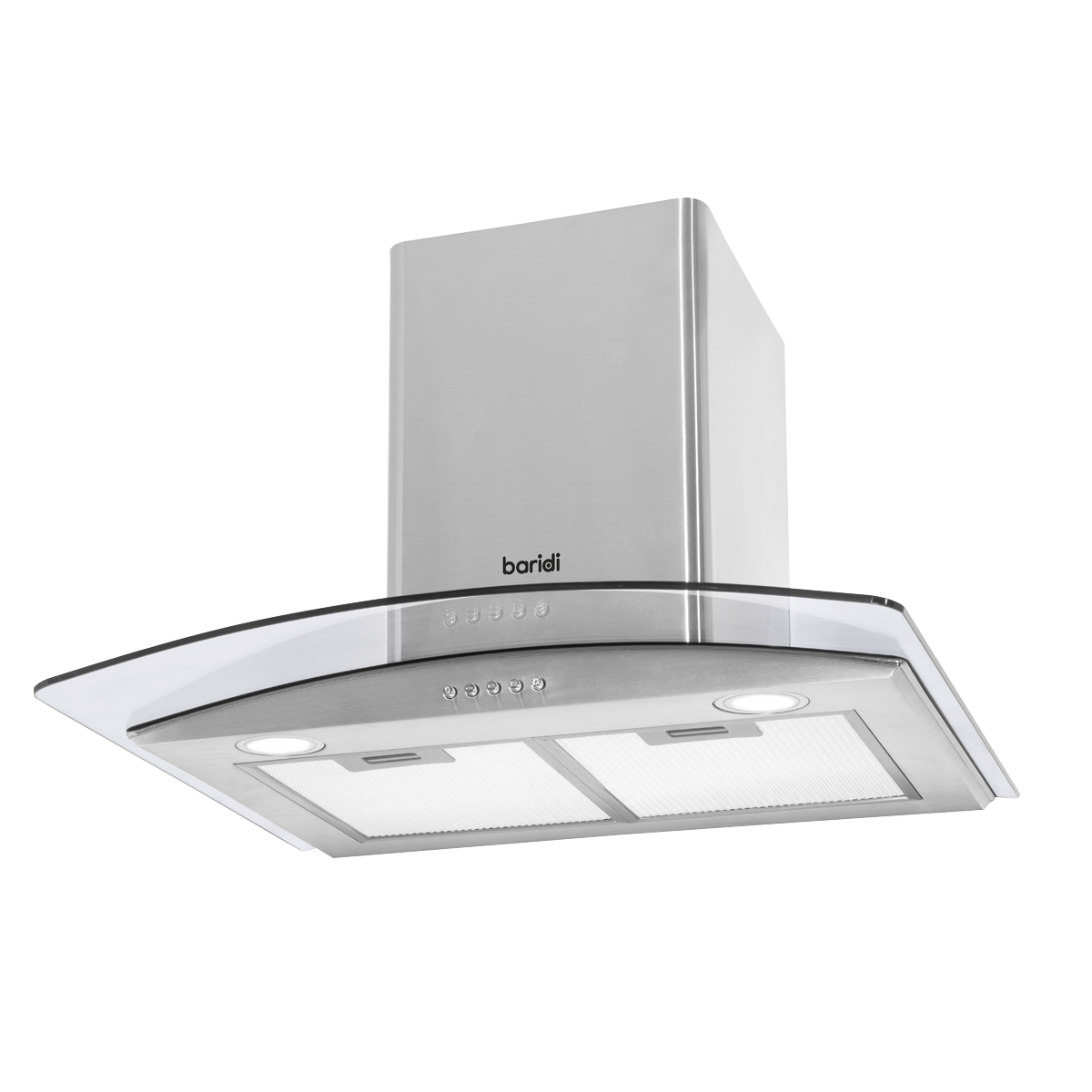 Baridi DH128 Baridi Curved Glass Cooker Hood with Carbon Filters & LED Lights 60cm - Stainless Steel