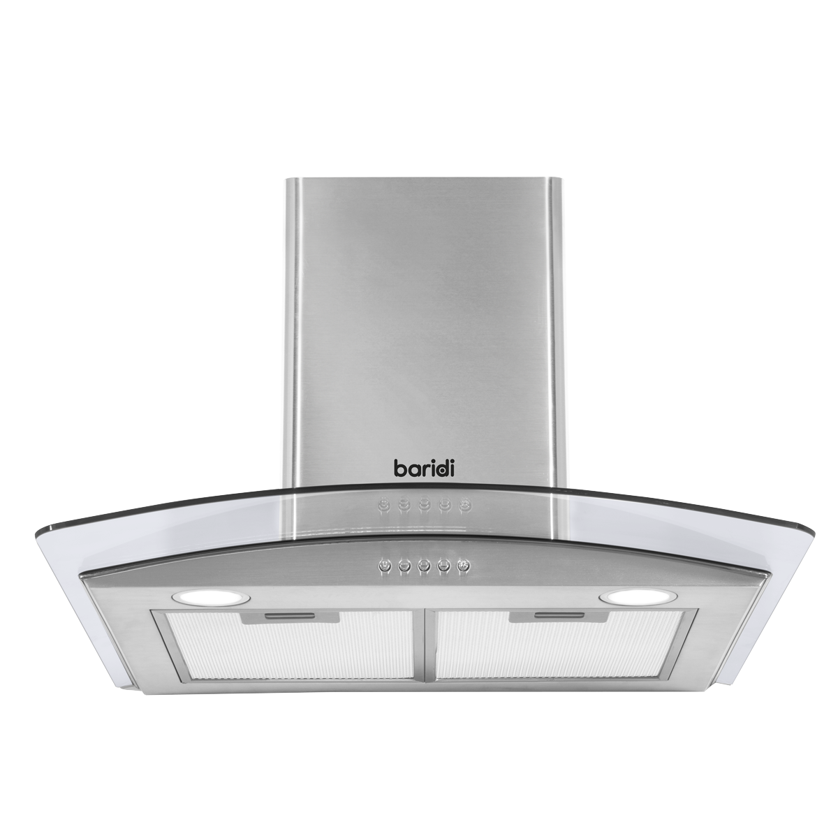Baridi DH128 Baridi Curved Glass Cooker Hood with Carbon Filters & LED Lights 60cm - Stainless Steel