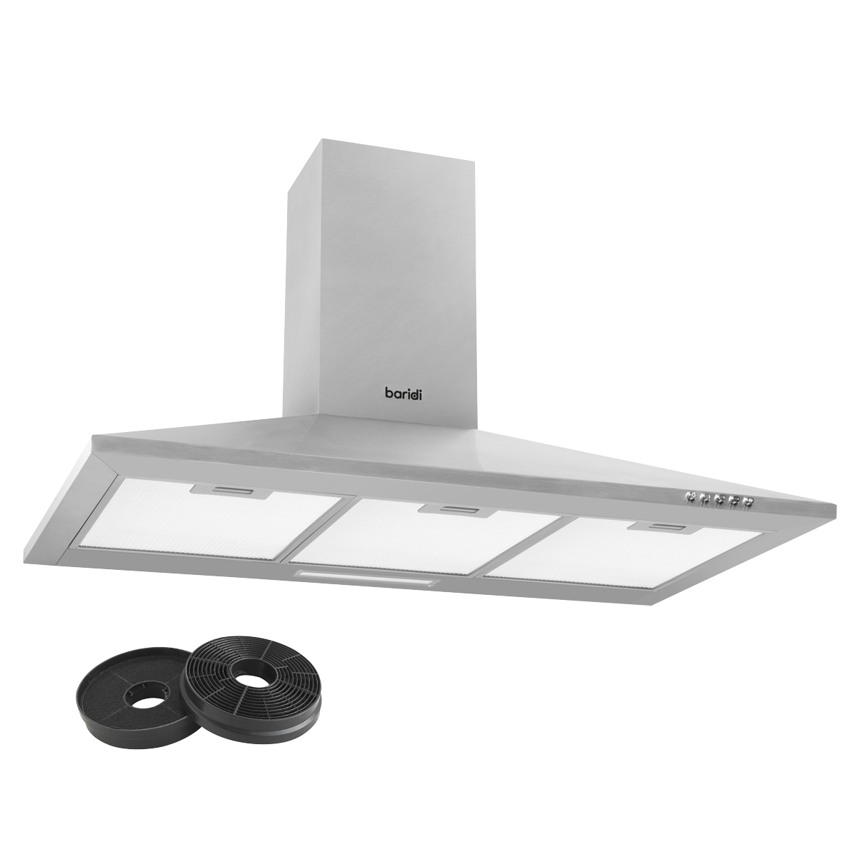 Baridi DH128 Baridi Curved Glass Cooker Hood with Carbon Filters & LED Lights 60cm - Stainless Steel