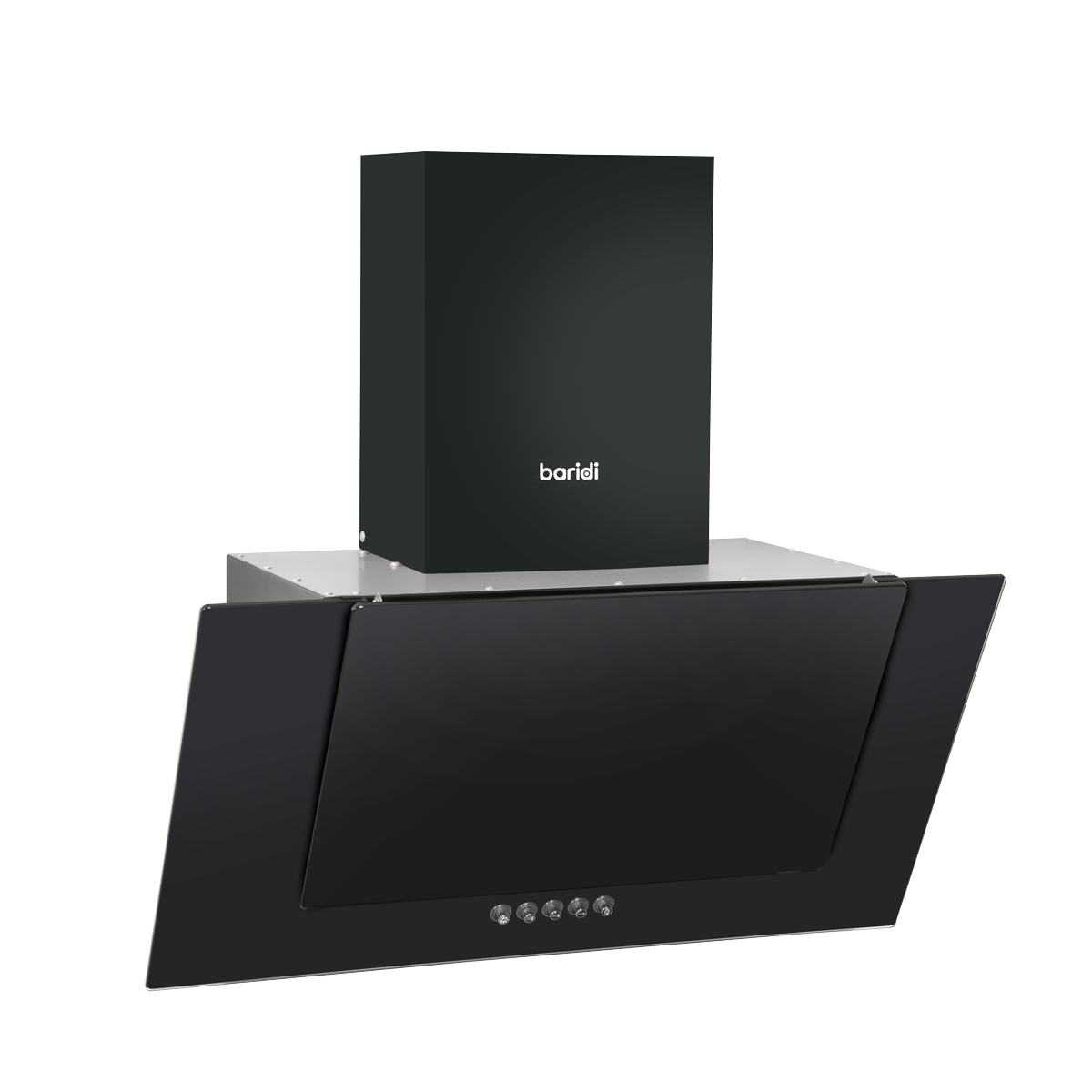 Baridi DH129 Baridi Angled Chimney Cooker Hood with Carbon Filters & LED Lamp - Black Glass