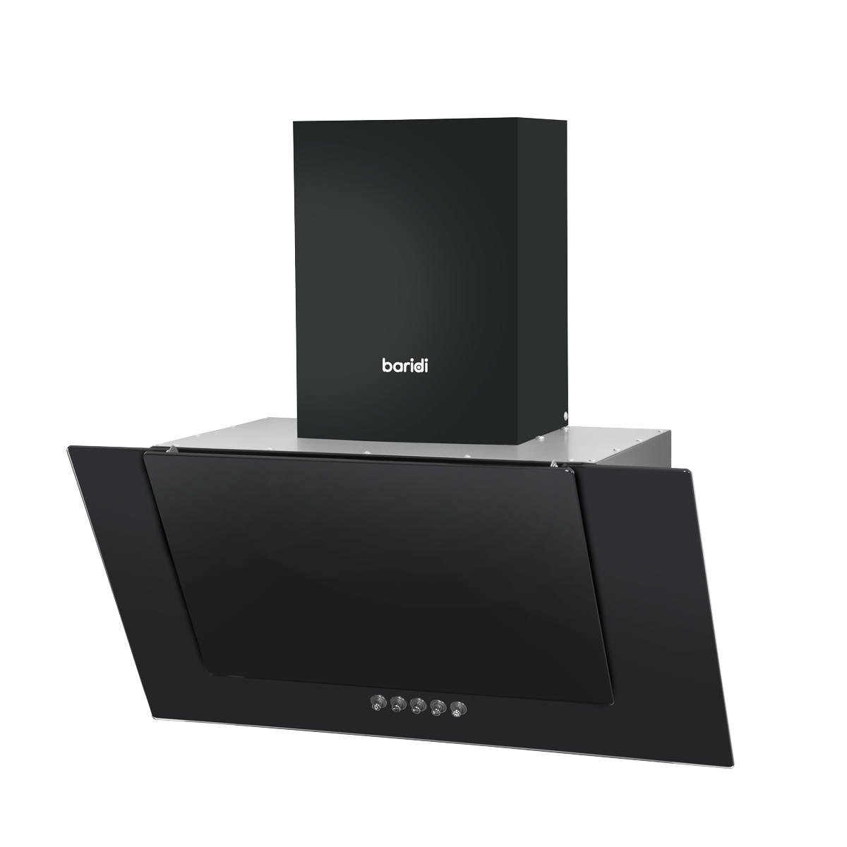 Baridi DH129 Baridi Angled Chimney Cooker Hood with Carbon Filters & LED Lamp - Black Glass