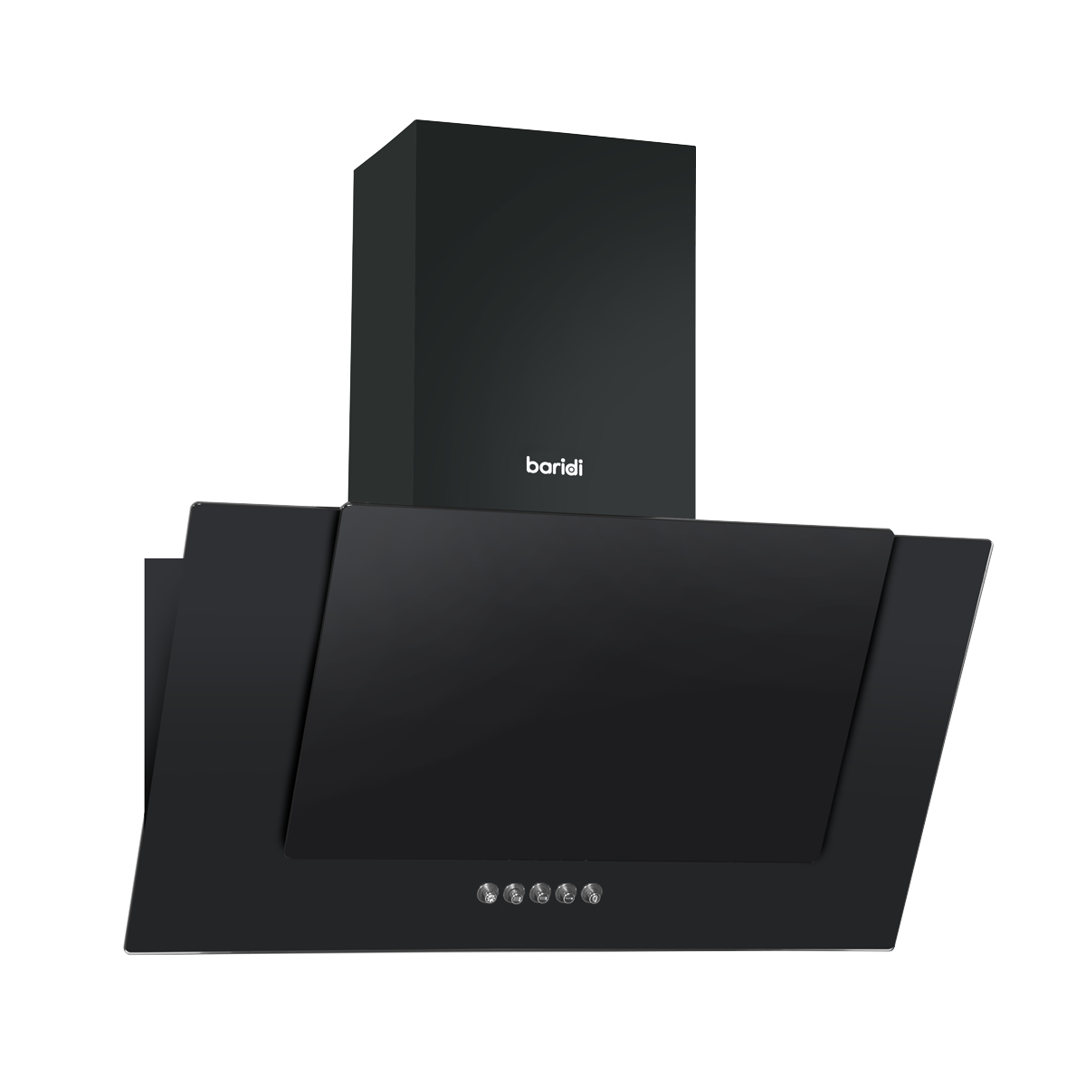 Baridi DH129 Baridi Angled Chimney Cooker Hood with Carbon Filters & LED Lamp - Black Glass