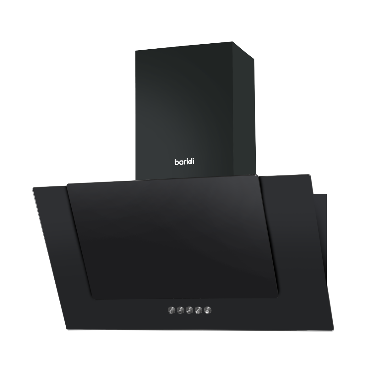 Baridi DH129 Baridi Angled Chimney Cooker Hood with Carbon Filters & LED Lamp - Black Glass