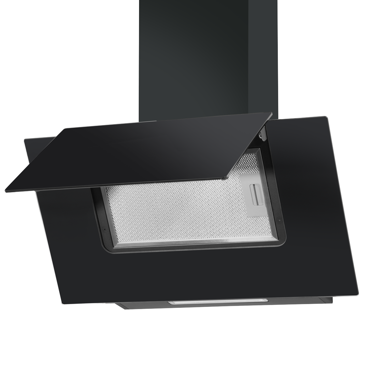 Baridi DH129 Baridi Angled Chimney Cooker Hood with Carbon Filters & LED Lamp - Black Glass