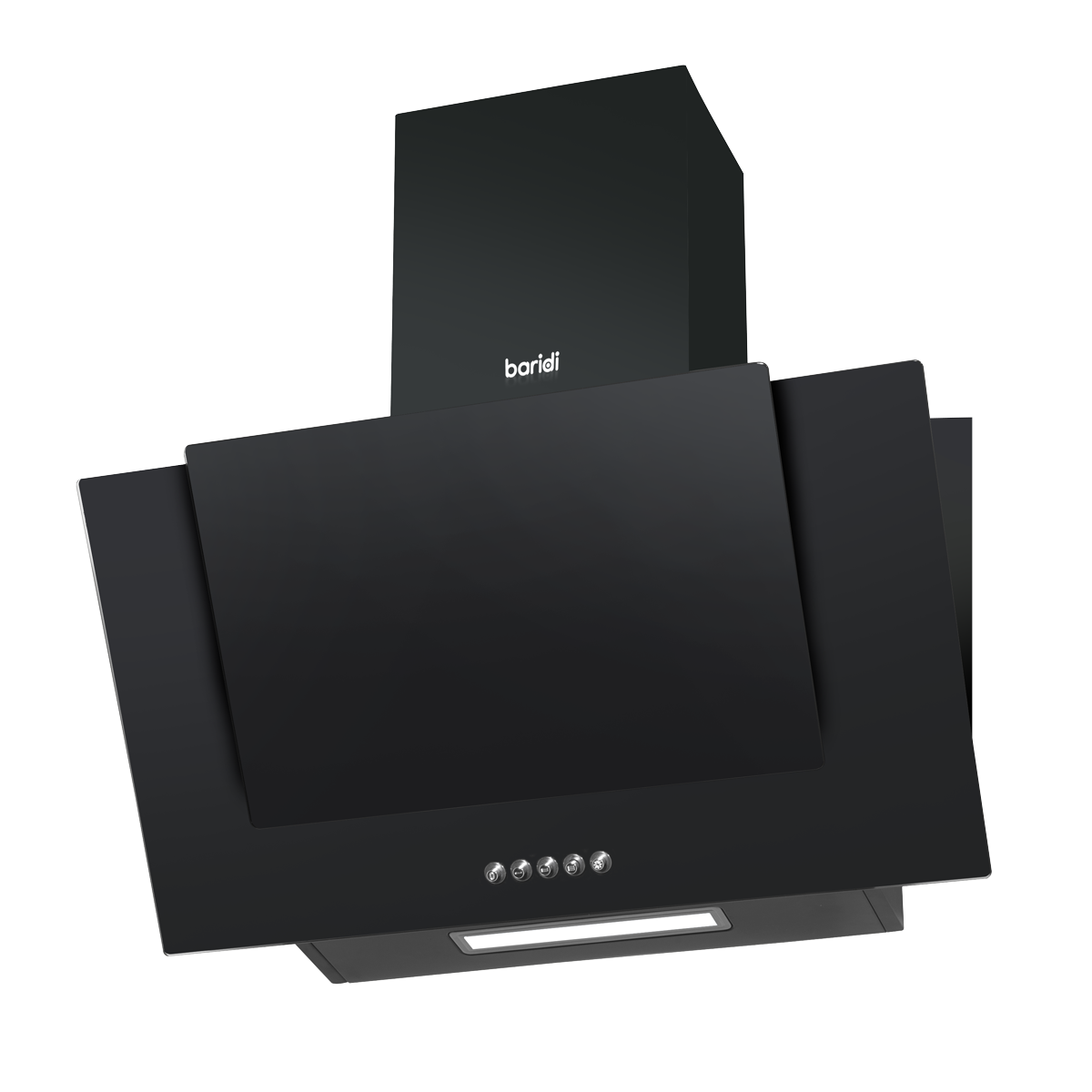 Baridi DH129 Baridi Angled Chimney Cooker Hood with Carbon Filters & LED Lamp - Black Glass