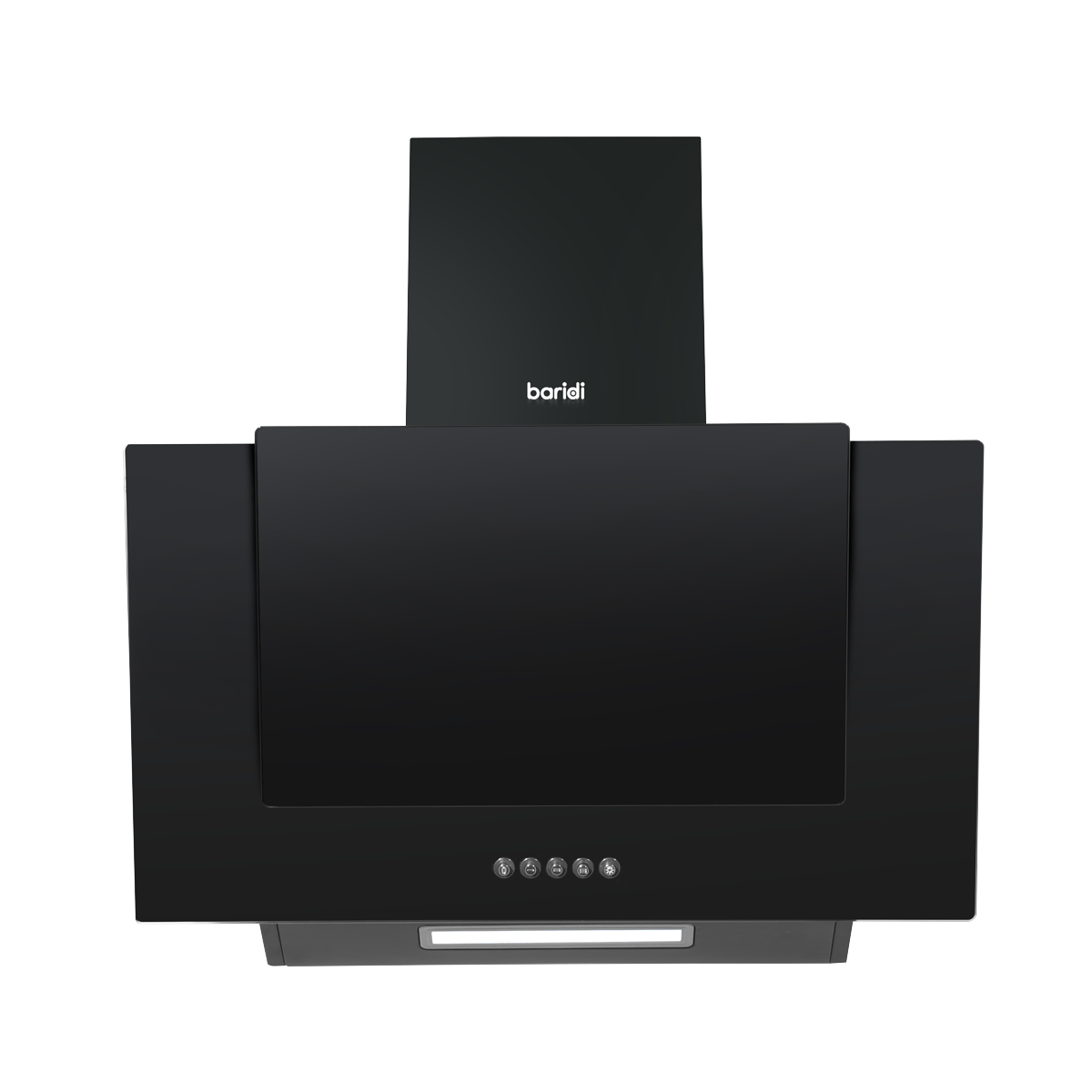 Baridi DH129 Baridi Angled Chimney Cooker Hood with Carbon Filters & LED Lamp - Black Glass