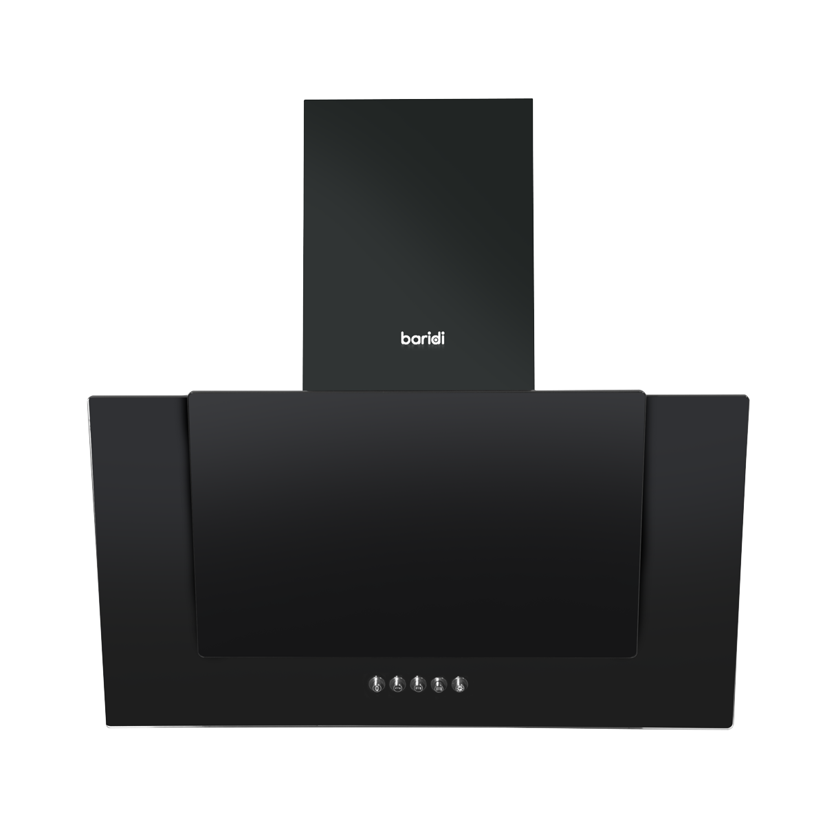 Baridi DH129 Baridi Angled Chimney Cooker Hood with Carbon Filters & LED Lamp - Black Glass