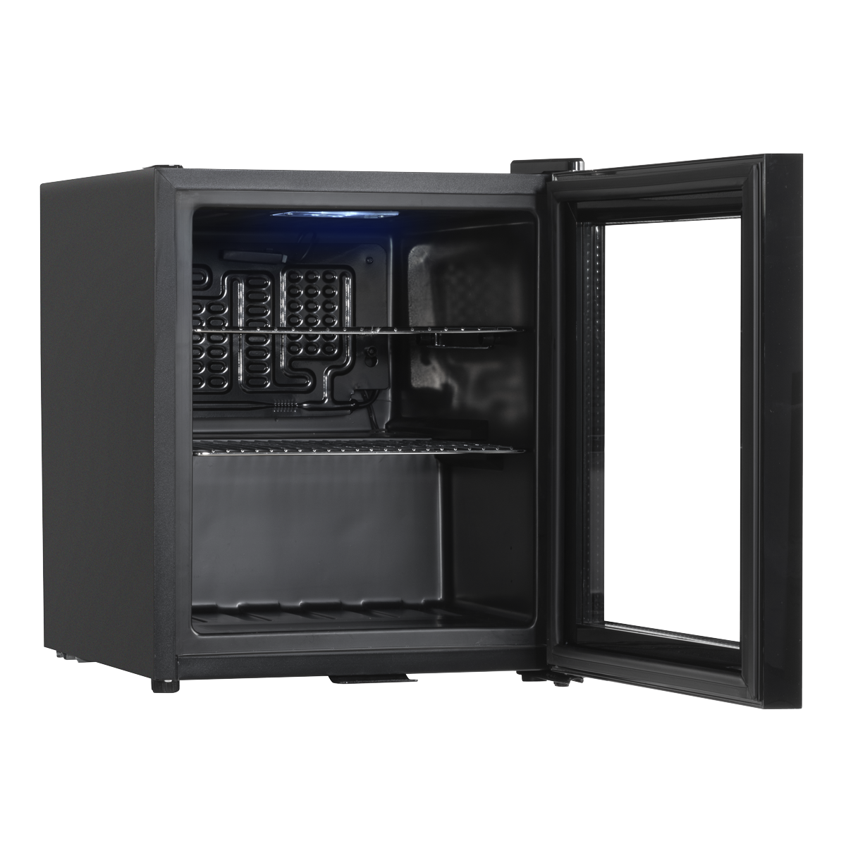 Baridi DH12 Baridi Mini Tabletop Beer & Drinks Fridge with Metal Shelves, LED Light & Security Lock 50L - Black