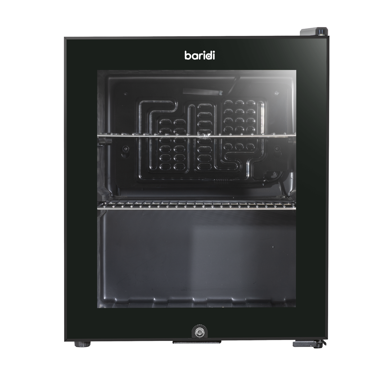 Baridi DH12 Baridi Mini Tabletop Beer & Drinks Fridge with Metal Shelves, LED Light & Security Lock 50L - Black
