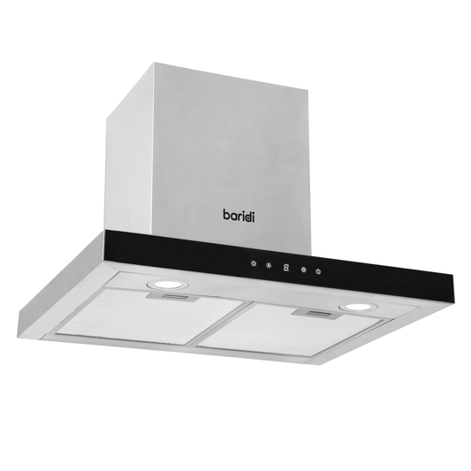 Baridi DH130 Baridi T-Shape Chimney Cooker Hood with Carbon Filters 60cm - Stainless Steel