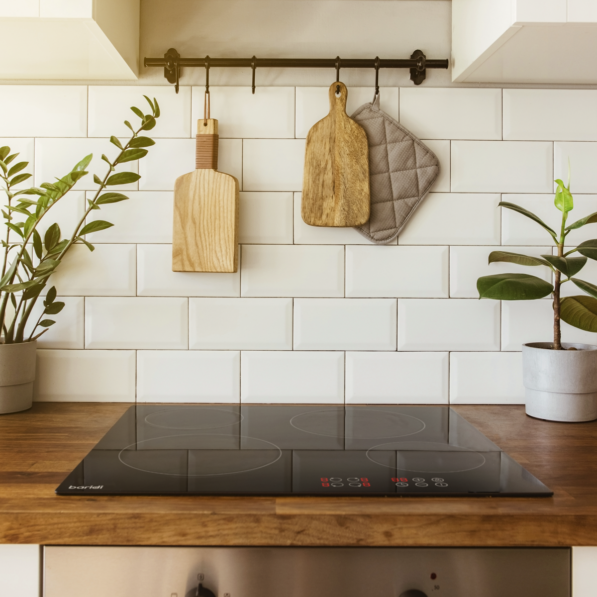 Baridi DH131 Baridi Integrated Ceramic Hob with 4 Cooking Zones 60cm - Black Glass