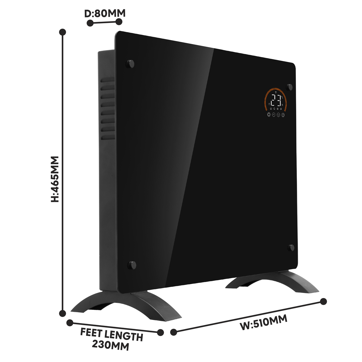 Baridi DH135 Baridi, Electric Glass Panel Heater, 1000W, Wi-Fi Enabled, Black - DH135