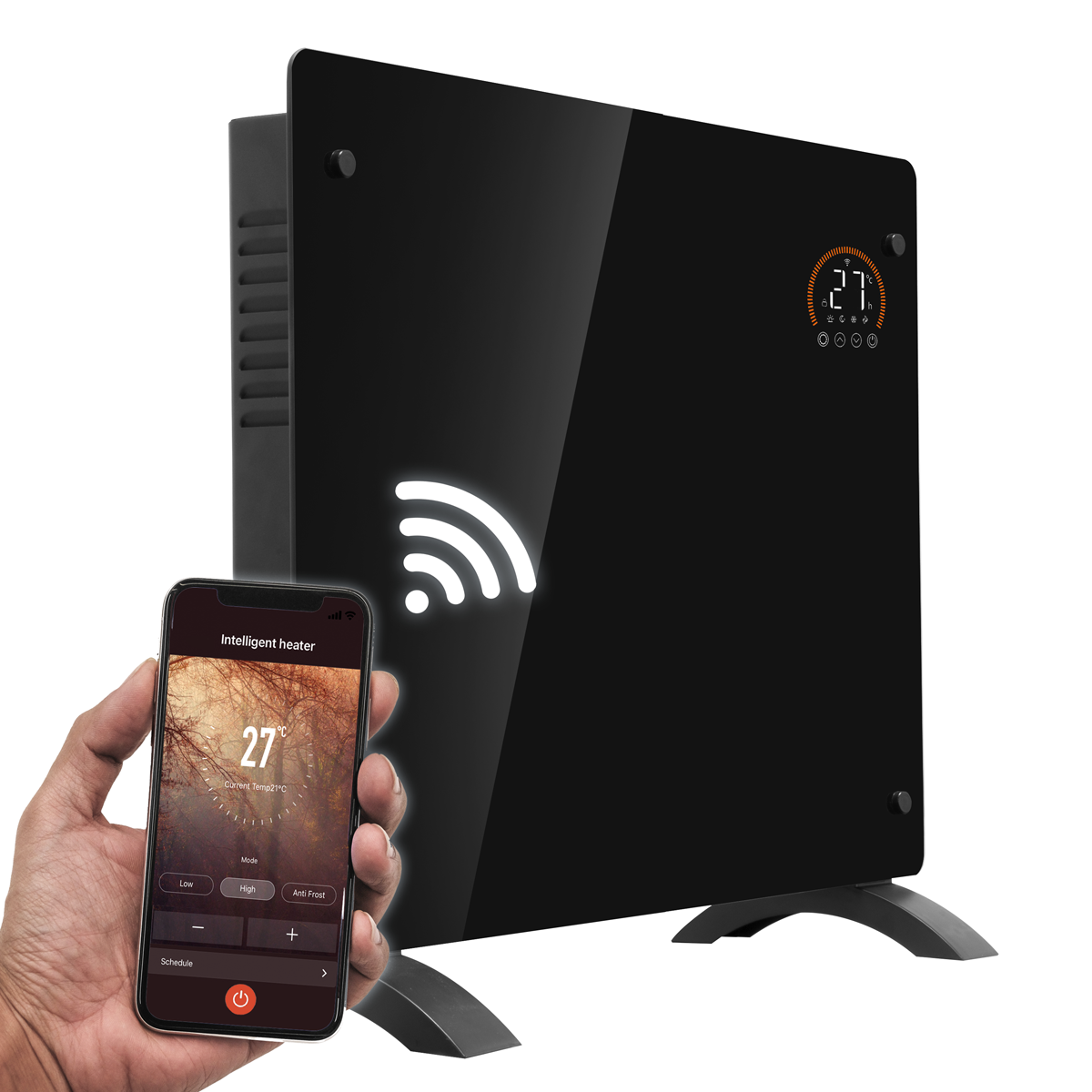 Baridi DH135 Baridi, Electric Glass Panel Heater, 1000W, Wi-Fi Enabled, Black - DH135