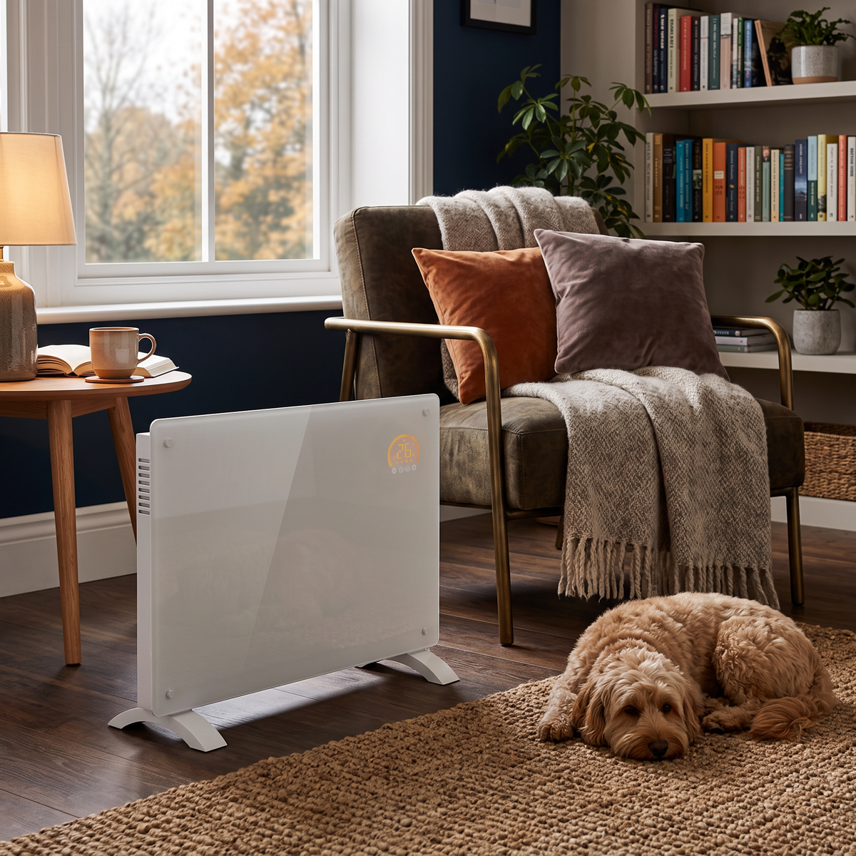 Baridi DH138 Baridi Electric Glass Panel Heater, 1500W, Thermostat Controlled 24Hr 7 Day Timer, Wi-Fi Enabled, Remote Control, White