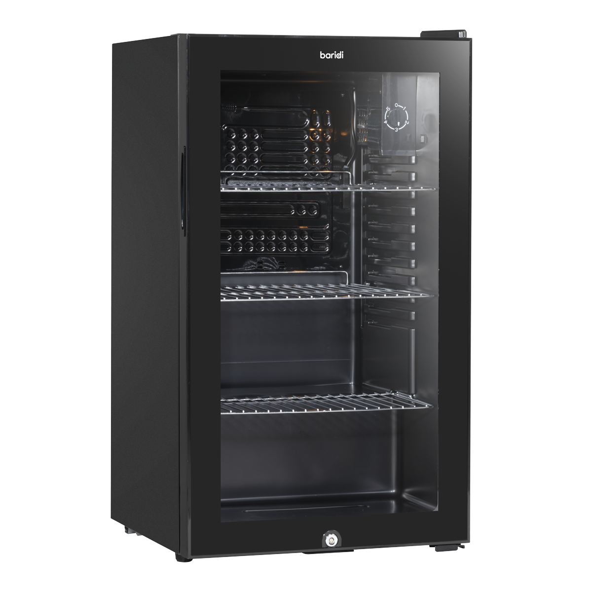 Baridi DH13 Baridi Undercounter Drinks, Beer & Wine Fridge with Wire Shelves, Internal Light & Security Lock 85L - Black