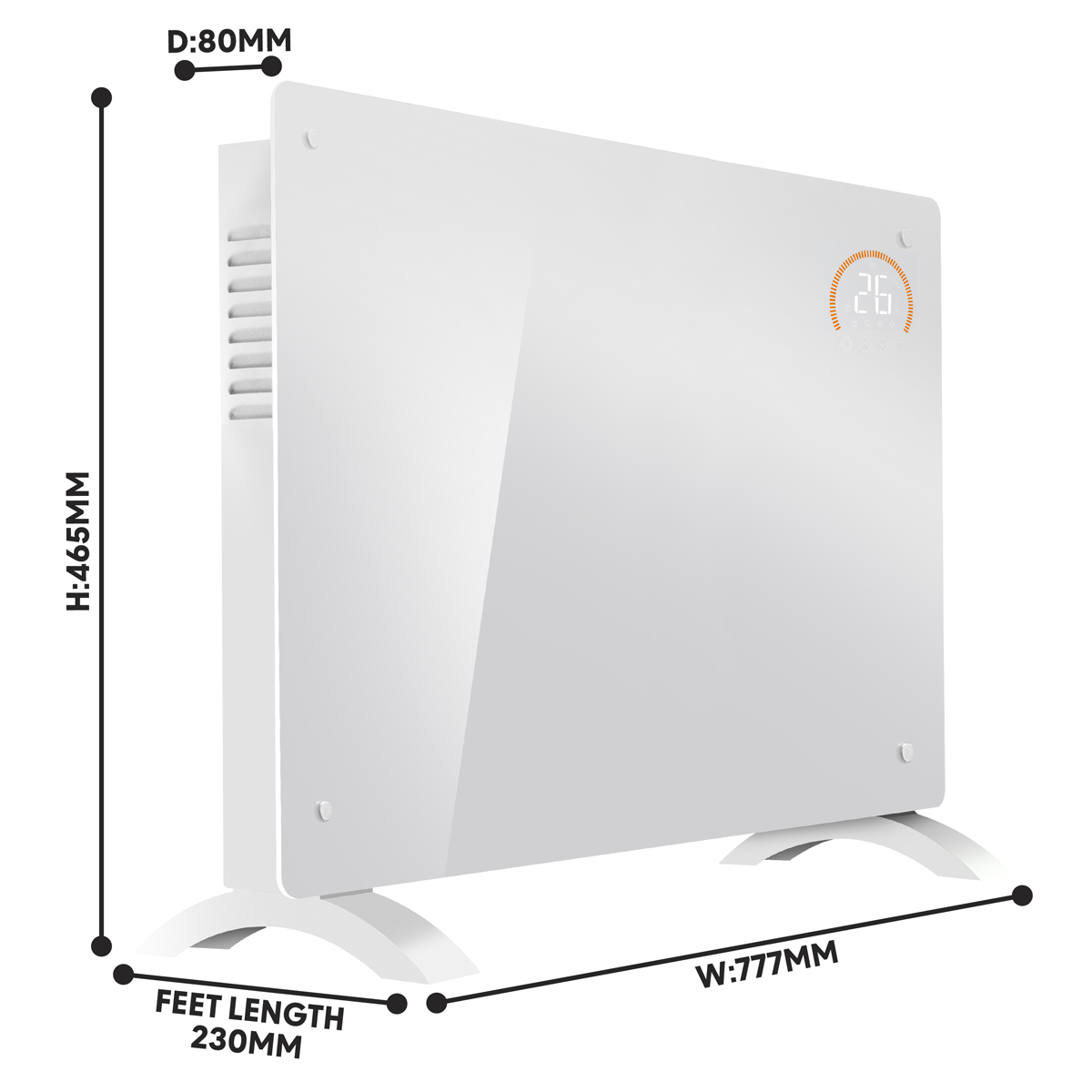 Baridi DH140 Baridi Electric Glass Panel Heater, 2000W, Thermostat Controlled 24Hr 7 Day Timer, Wi-Fi Enabled, Remote Control, White