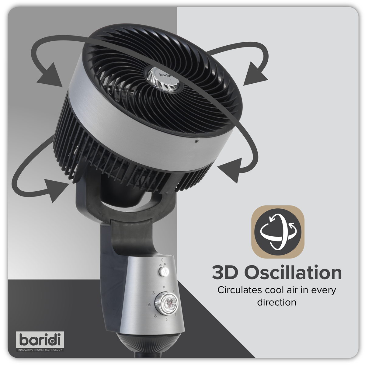 Baridi DH142 Baridi 10" Pedestal Fan with Manual Control 230V - Grey