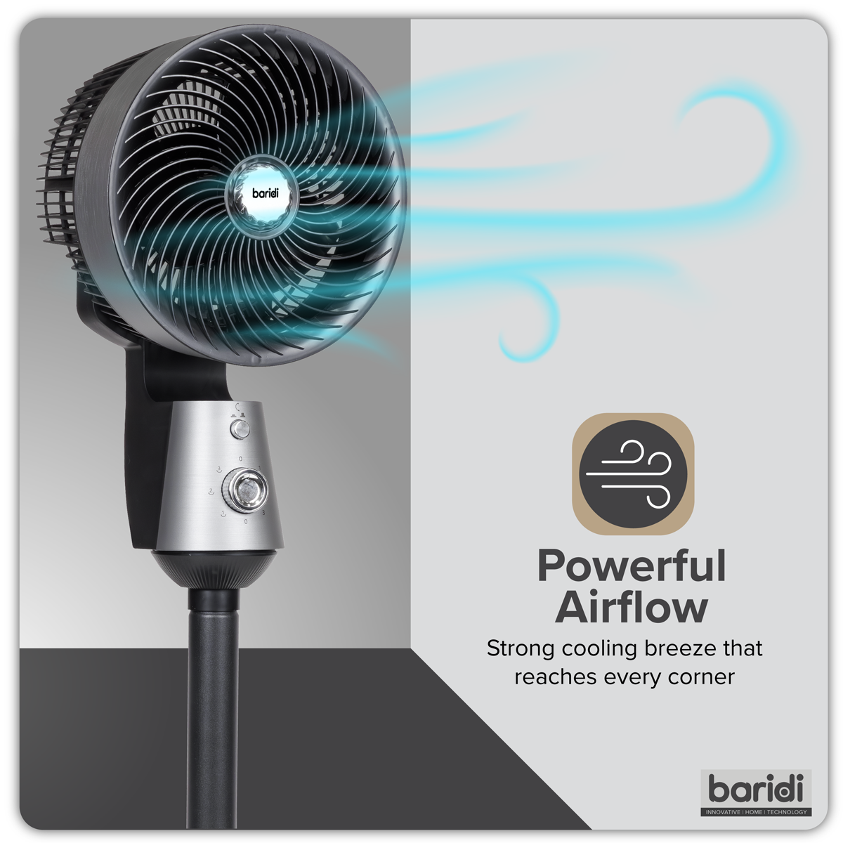 Baridi DH142 Baridi 10" Pedestal Fan with Manual Control 230V - Grey