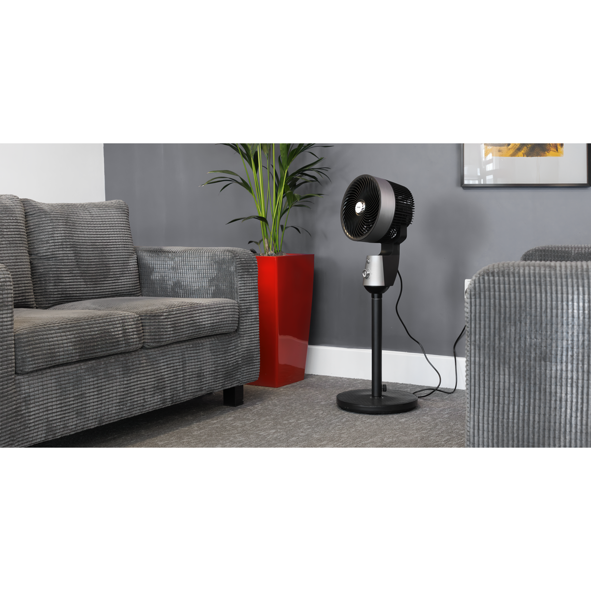 Baridi DH142 Baridi 10" Pedestal Fan with Manual Control 230V - Grey