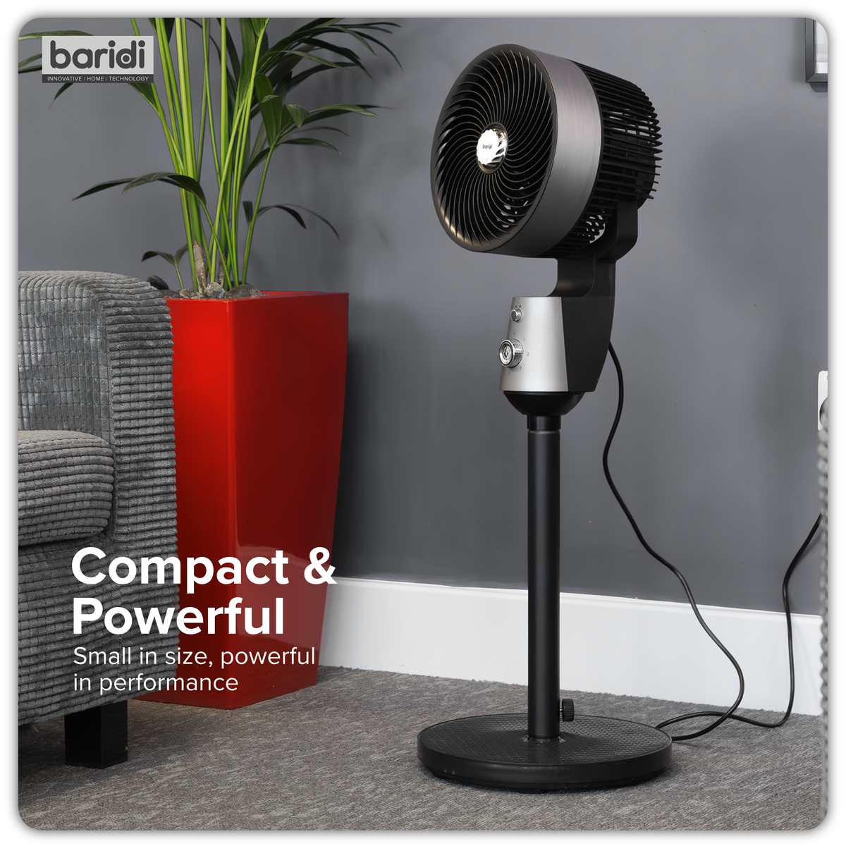 Baridi DH142 Baridi 10" Pedestal Fan with Manual Control 230V - Grey