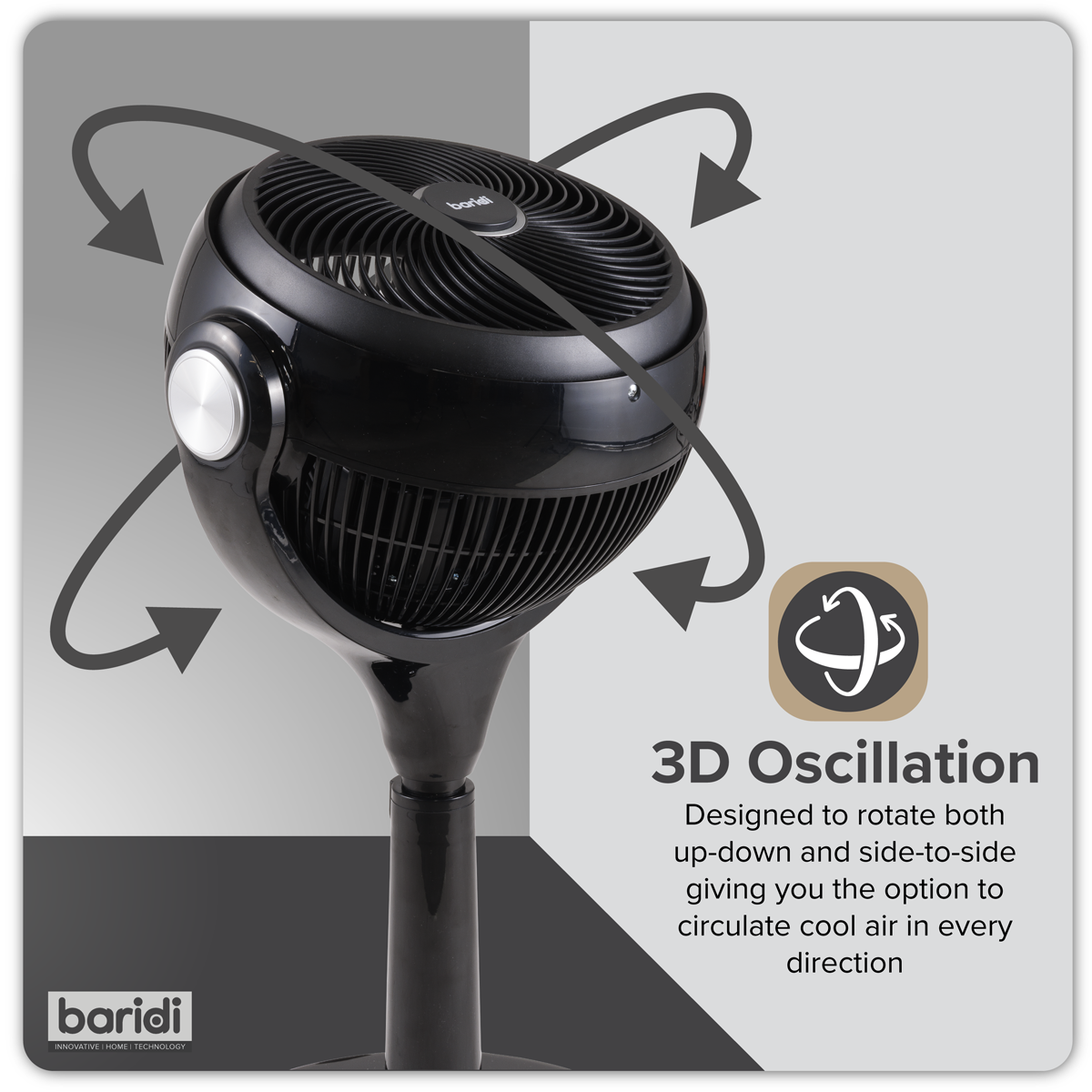 Baridi DH143 Baridi 10" Pedestal Fan with Remote Control & 12hr Timer 230V - Black