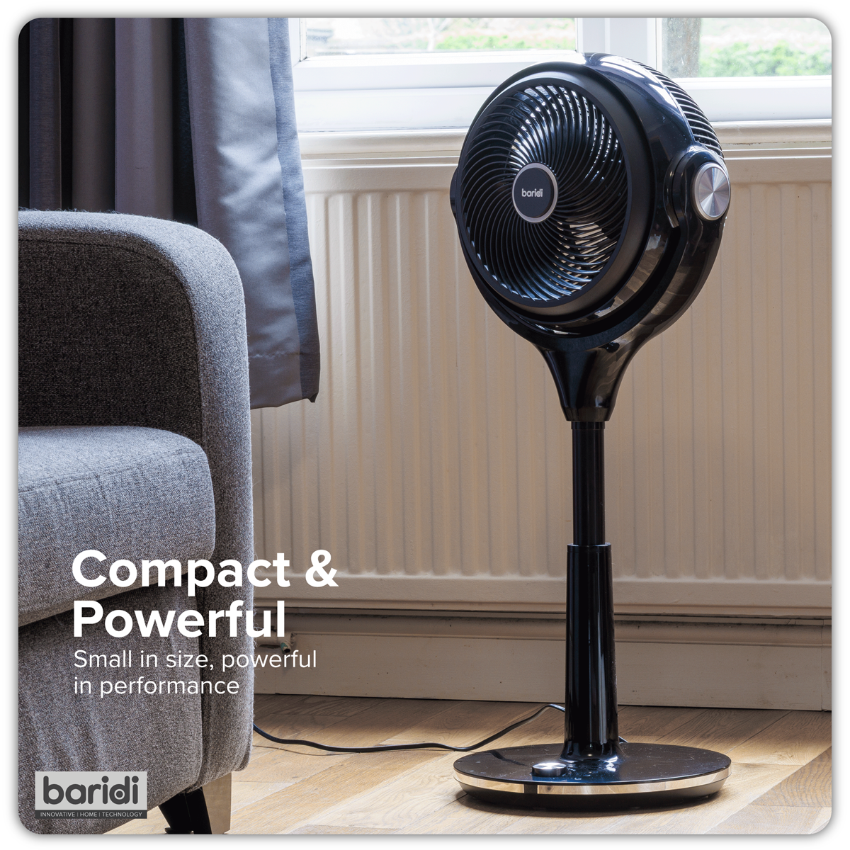 Baridi DH143 Baridi 10" Pedestal Fan with Remote Control & 12hr Timer 230V - Black