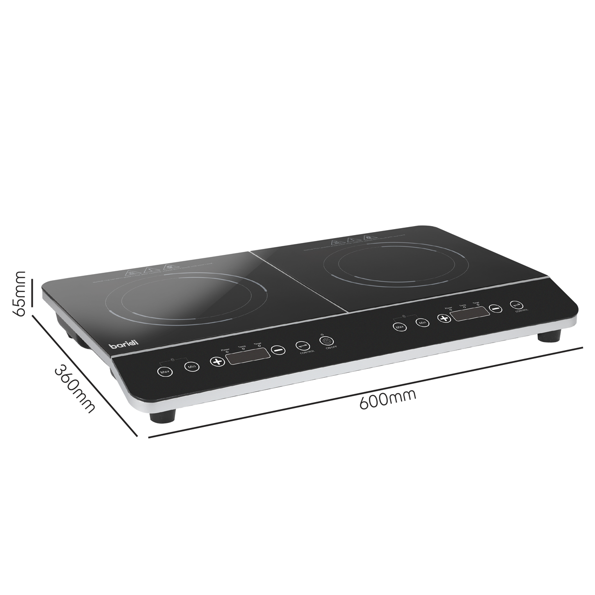 Baridi DH146 Baridi Portable Induction Hob with 2 Cooking Zones 60 x 36 x 6.5cm - Black