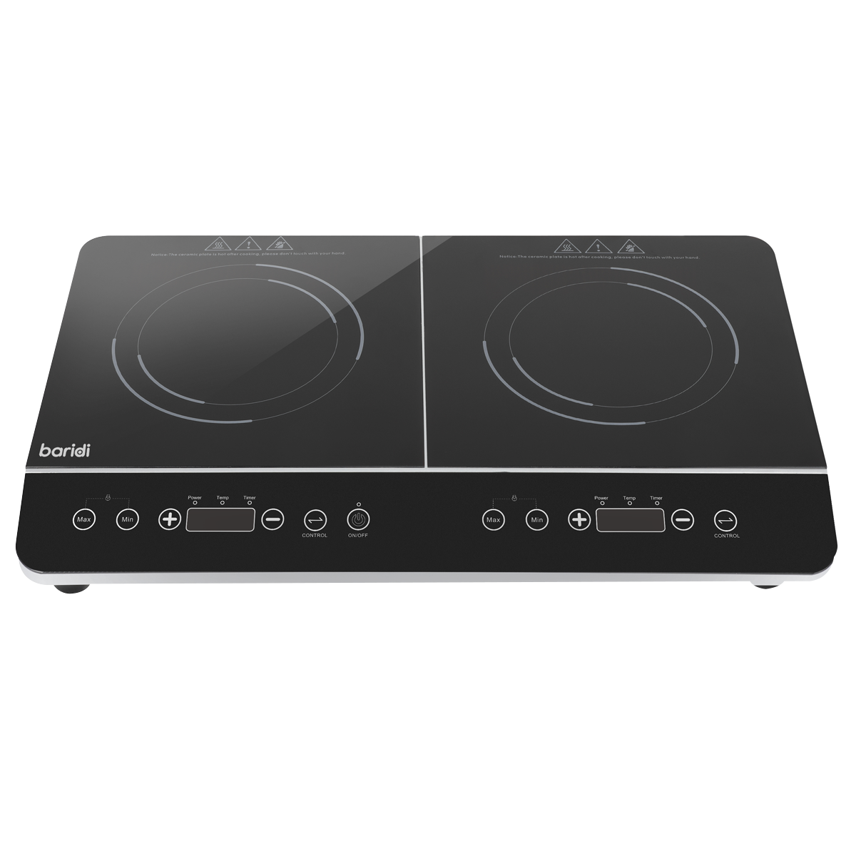 Baridi DH146 Baridi Portable Induction Hob with 2 Cooking Zones 60 x 36 x 6.5cm - Black