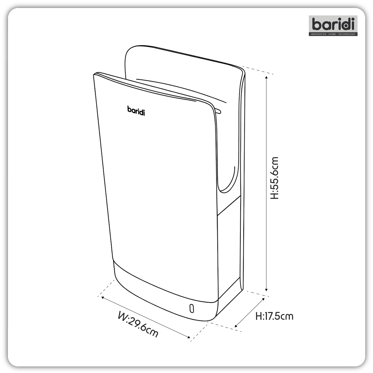 Baridi DH150 Baridi Hand Dryer with HEPA Filter & Auto-Sensor 1750W/230V - Silver