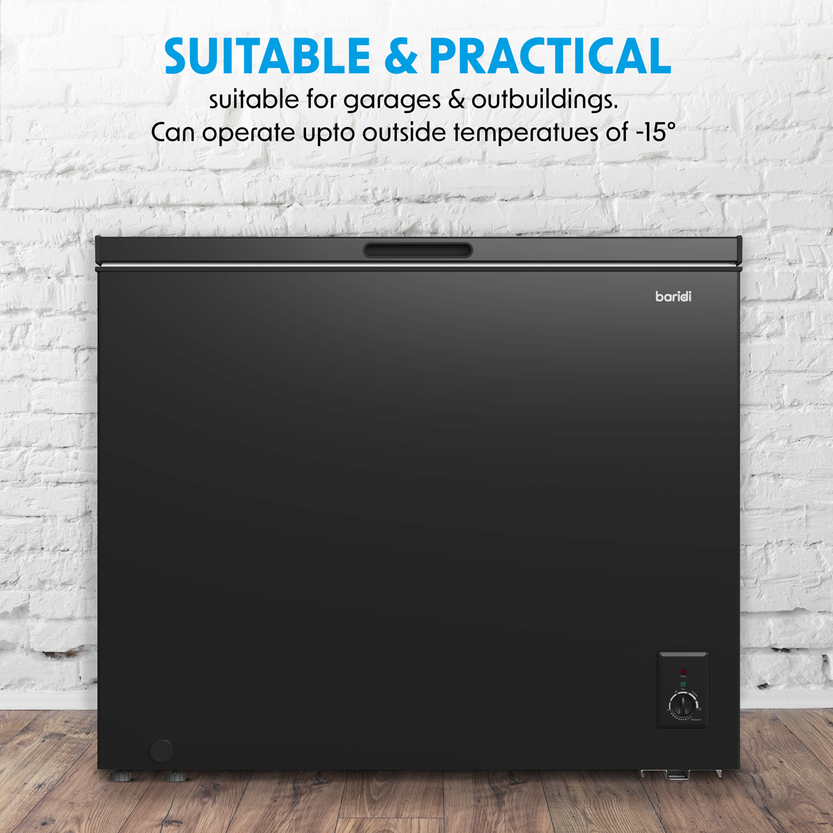 Baridi DH151 Baridi Freestanding Chest Freezer 199L Capacity - Black