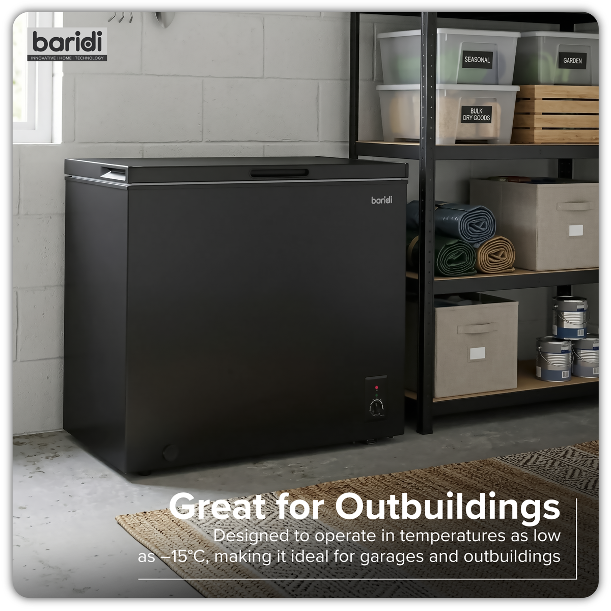 Baridi DH151 Baridi Freestanding Chest Freezer 199L Capacity - Black