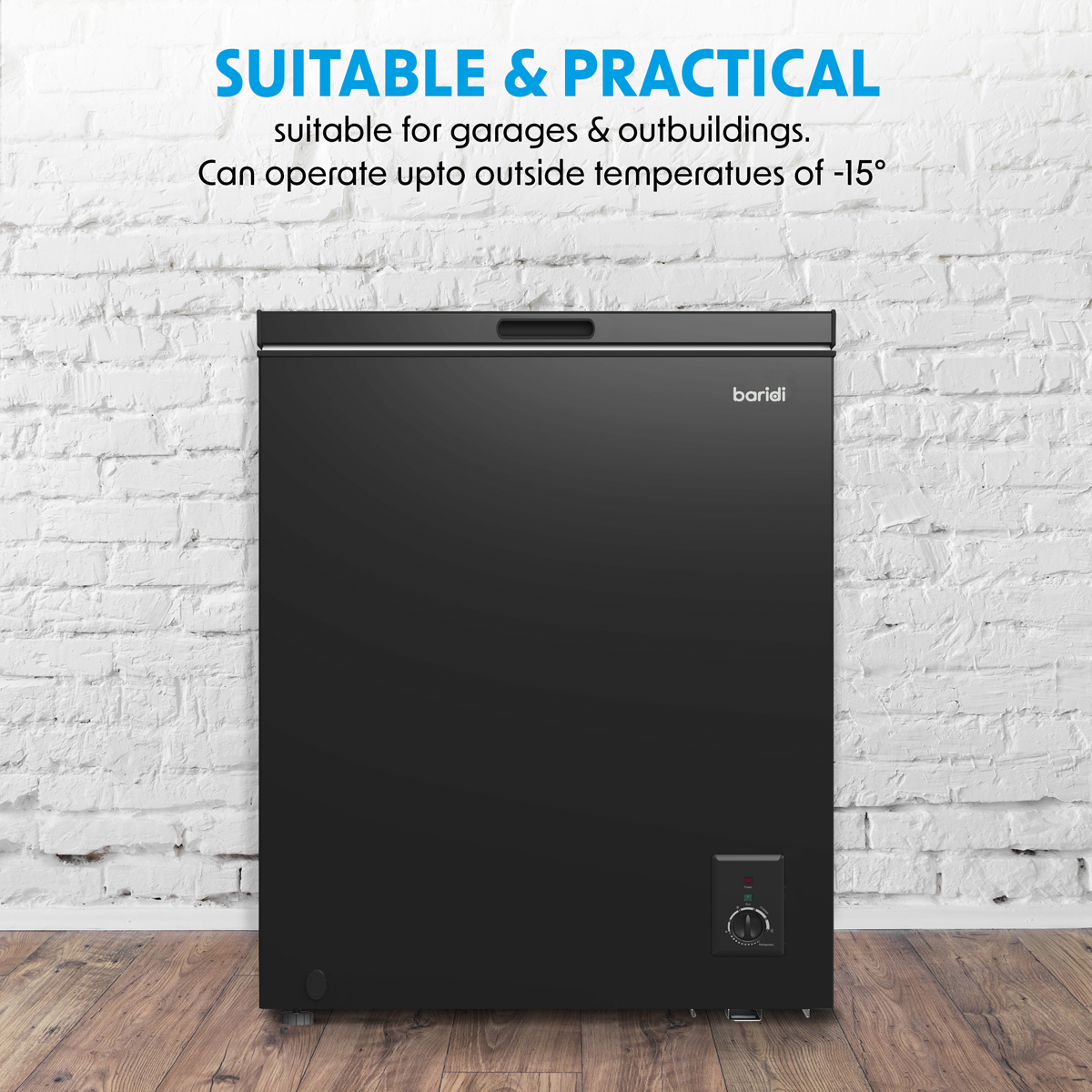 Baridi DH152 Baridi Freestanding Chest Freezer 142L Capacity - Black