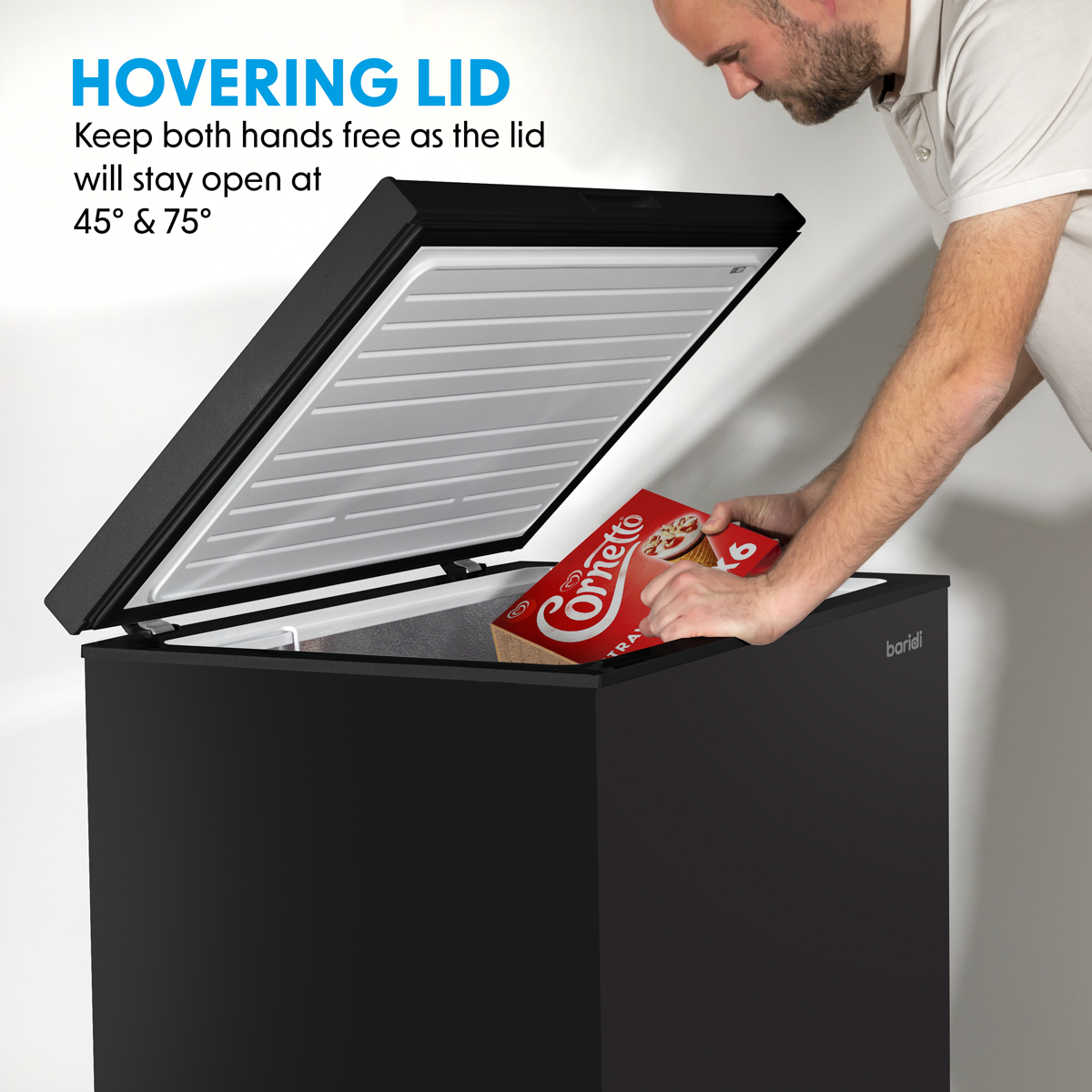 Baridi DH153 Baridi Freestanding Chest Freezer 99L Capacity - Black