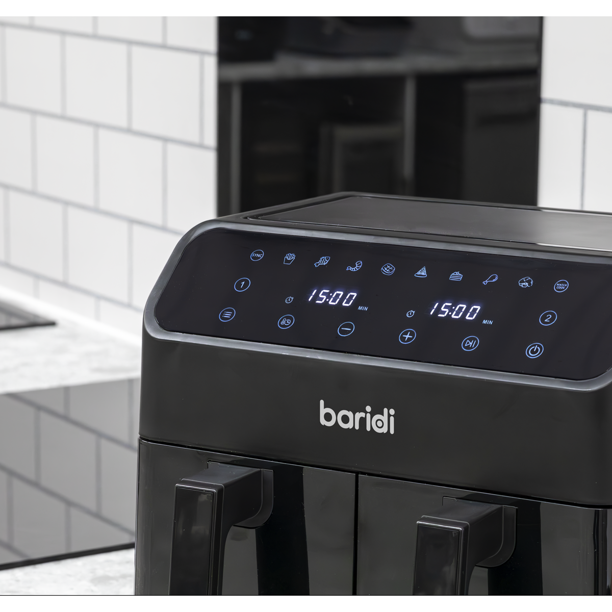 Baridi DH172 Baridi Dual Zone Air Fryer 8L with 8-in-1 Functions Touch Controls, Easy-Clean, Black - DH172