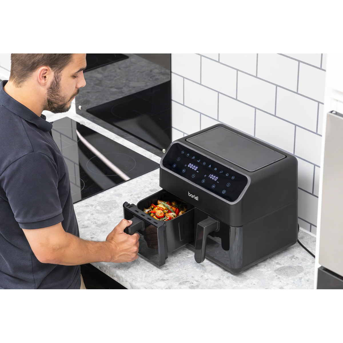 Baridi DH172 Baridi Dual Zone Air Fryer 8L with 8-in-1 Functions Touch Controls, Easy-Clean, Black - DH172