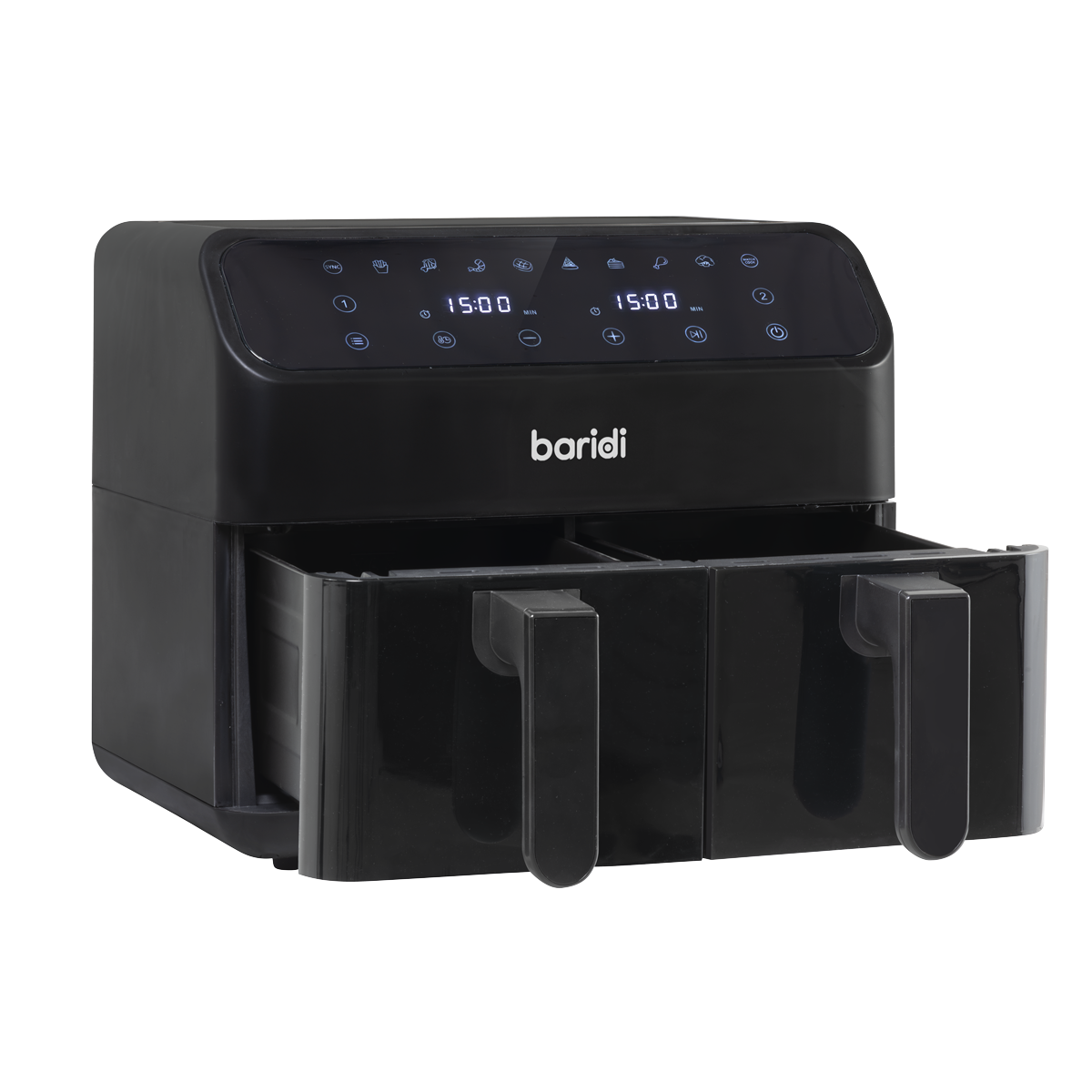 Baridi DH172 Baridi Dual Zone Air Fryer 8L with 8-in-1 Functions Touch Controls, Easy-Clean, Black - DH172