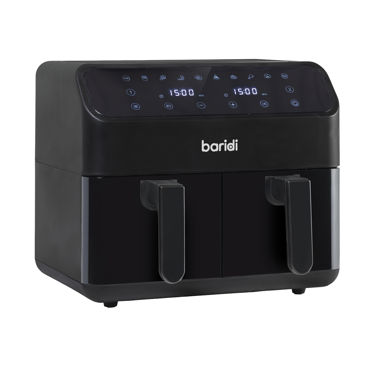 Baridi DH172 Baridi Dual Zone Air Fryer 8L with 8-in-1 Functions Touch Controls, Easy-Clean, Black - DH172