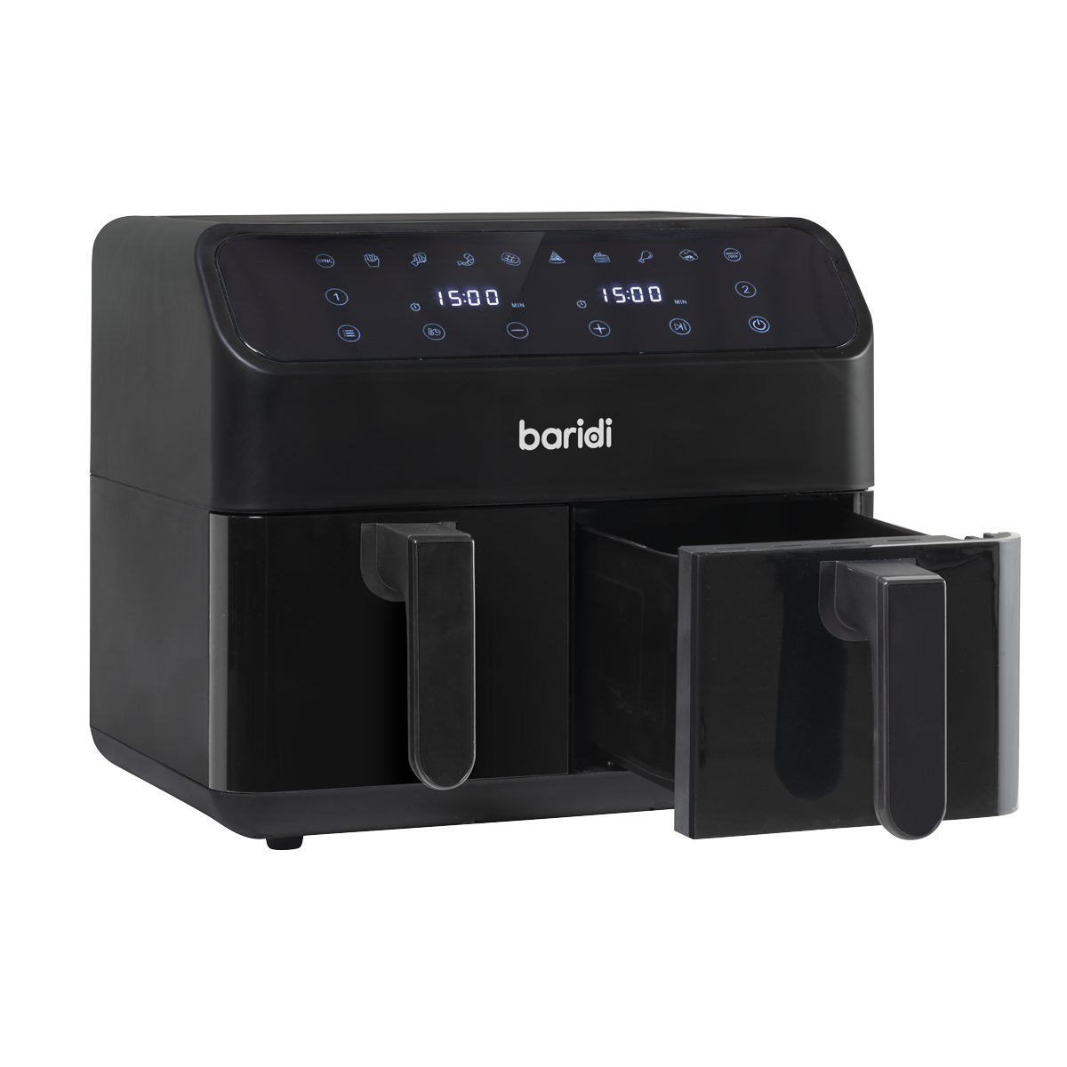 Baridi DH172 Baridi Dual Zone Air Fryer 8L with 8-in-1 Functions Touch Controls, Easy-Clean, Black - DH172