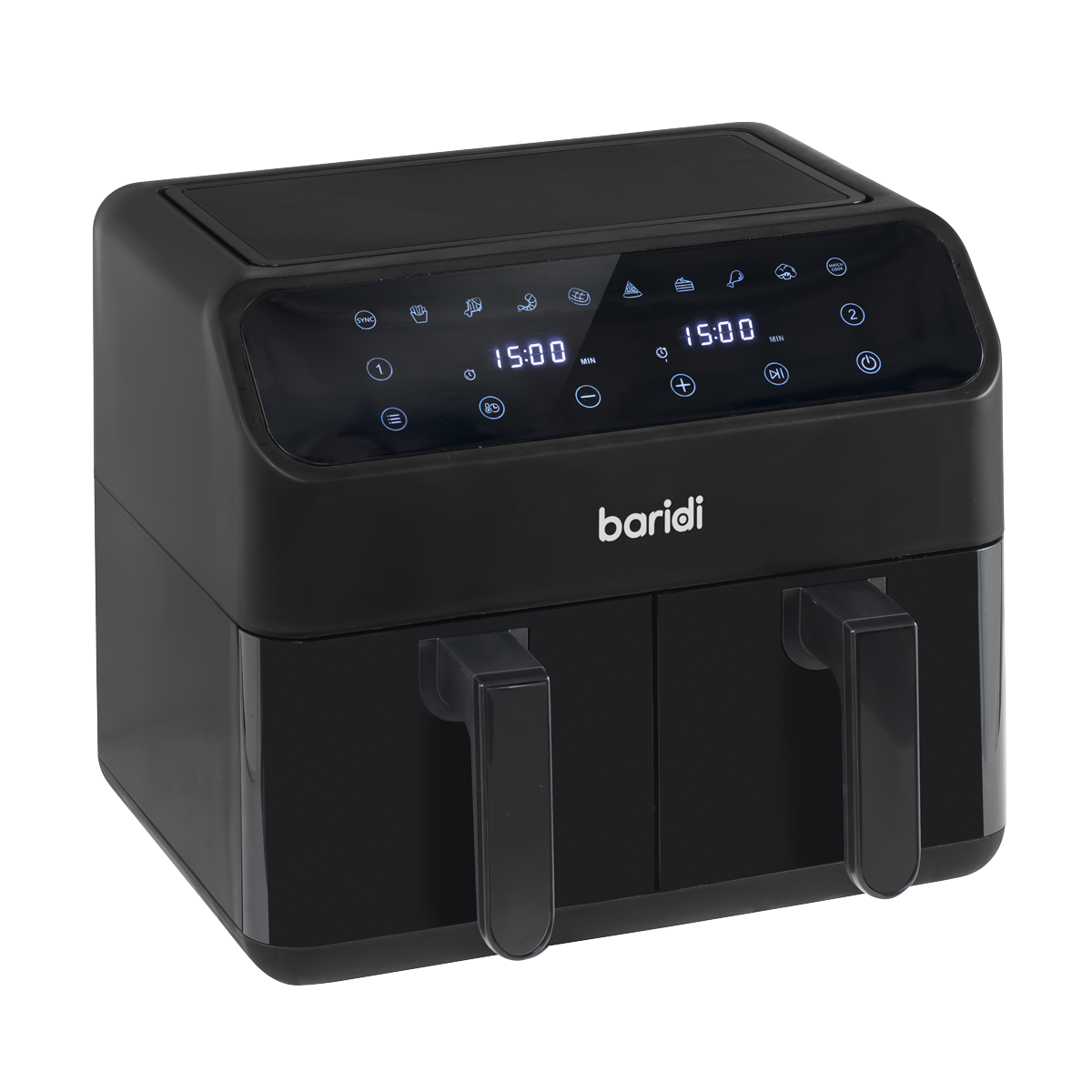 Baridi DH172 Baridi Dual Zone Air Fryer 8L with 8-in-1 Functions Touch Controls, Easy-Clean, Black - DH172