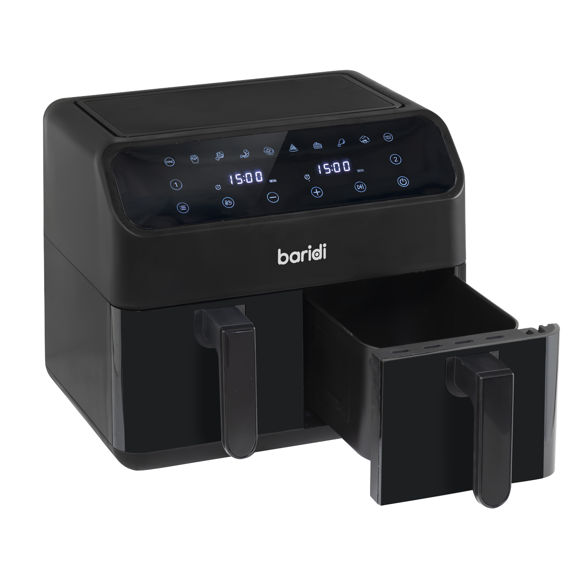 Baridi DH172 Baridi Dual Zone Air Fryer 8L with 8-in-1 Functions Touch Controls, Easy-Clean, Black - DH172