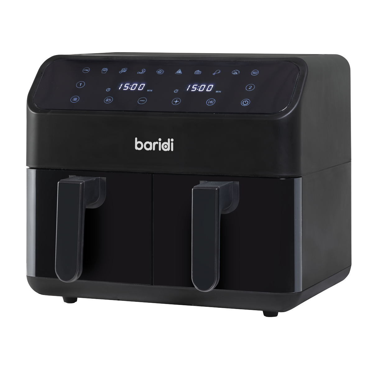 Baridi DH172 Baridi Dual Zone Air Fryer 8L with 8-in-1 Functions Touch Controls, Easy-Clean, Black - DH172