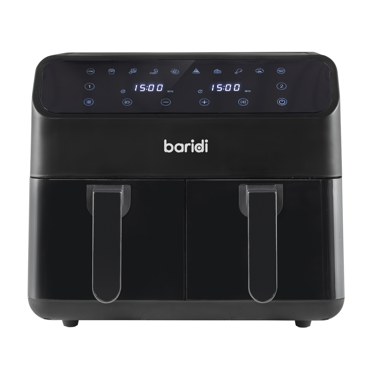 Baridi DH172 Baridi Dual Zone Air Fryer 8L with 8-in-1 Functions Touch Controls, Easy-Clean, Black - DH172