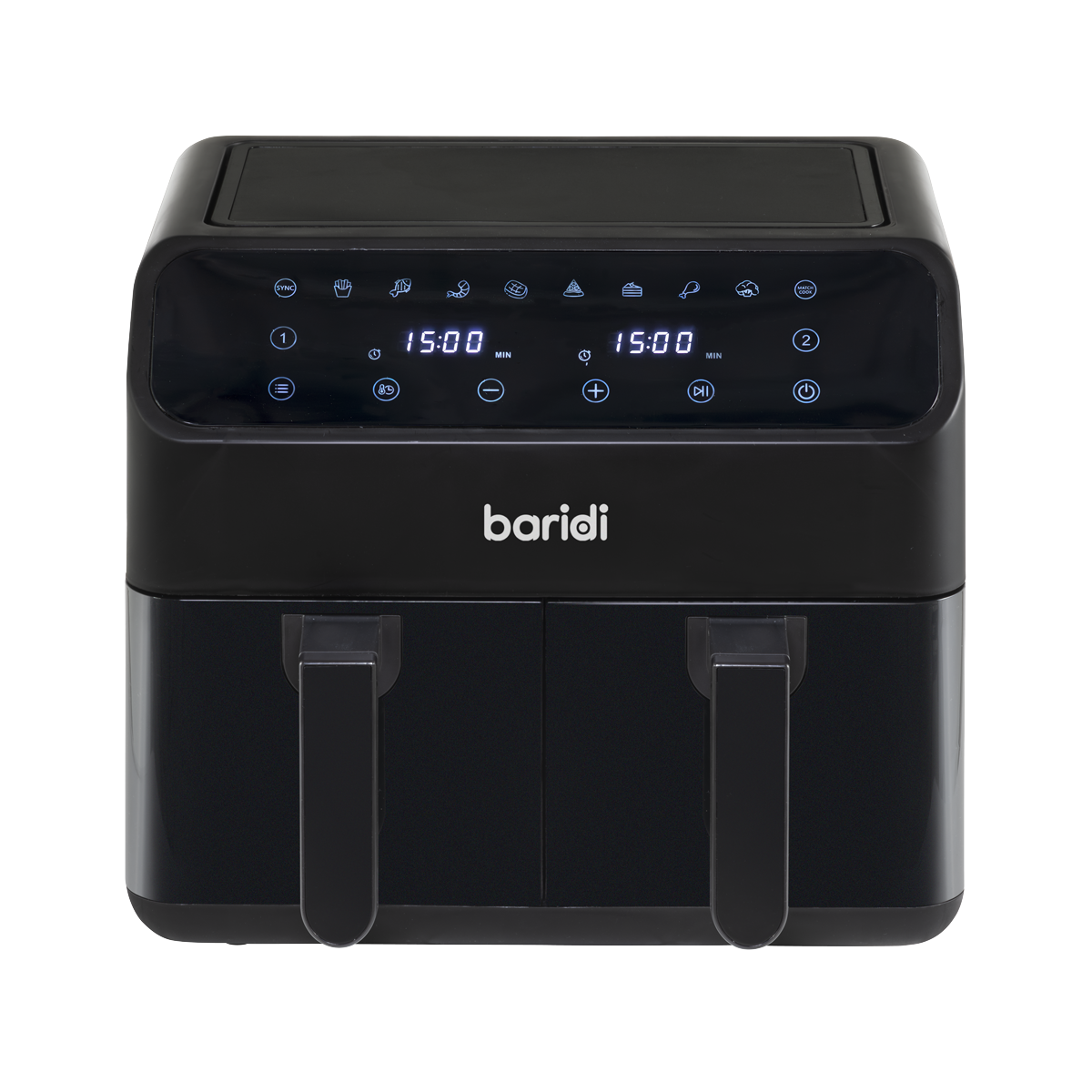 Baridi DH172 Baridi Dual Zone Air Fryer 8L with 8-in-1 Functions Touch Controls, Easy-Clean, Black - DH172