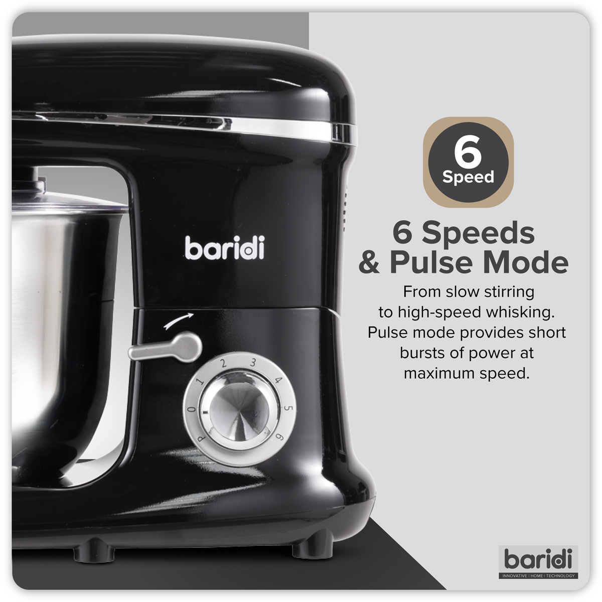 Baridi DH173 Baridi 1500W Stand Mixer with Accessories 6L - Black