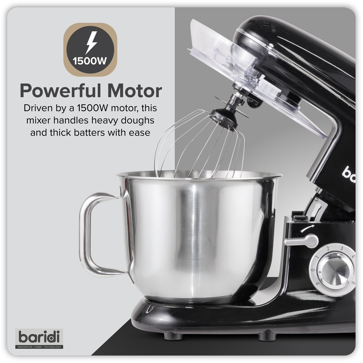 Baridi DH173 Baridi 1500W Stand Mixer with Accessories 6L - Black