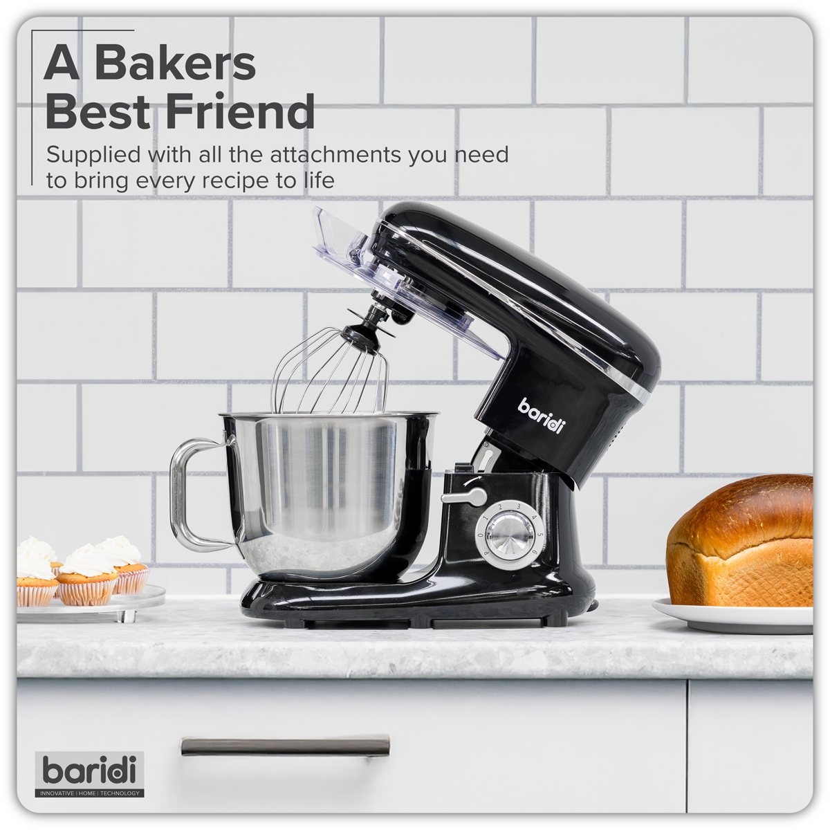 Baridi DH173 Baridi 1500W Stand Mixer with Accessories 6L - Black